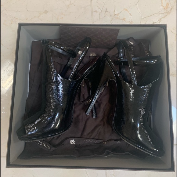 Gucci Black Patent Leather Ankle Strap Booties - Picture 6 of 6
